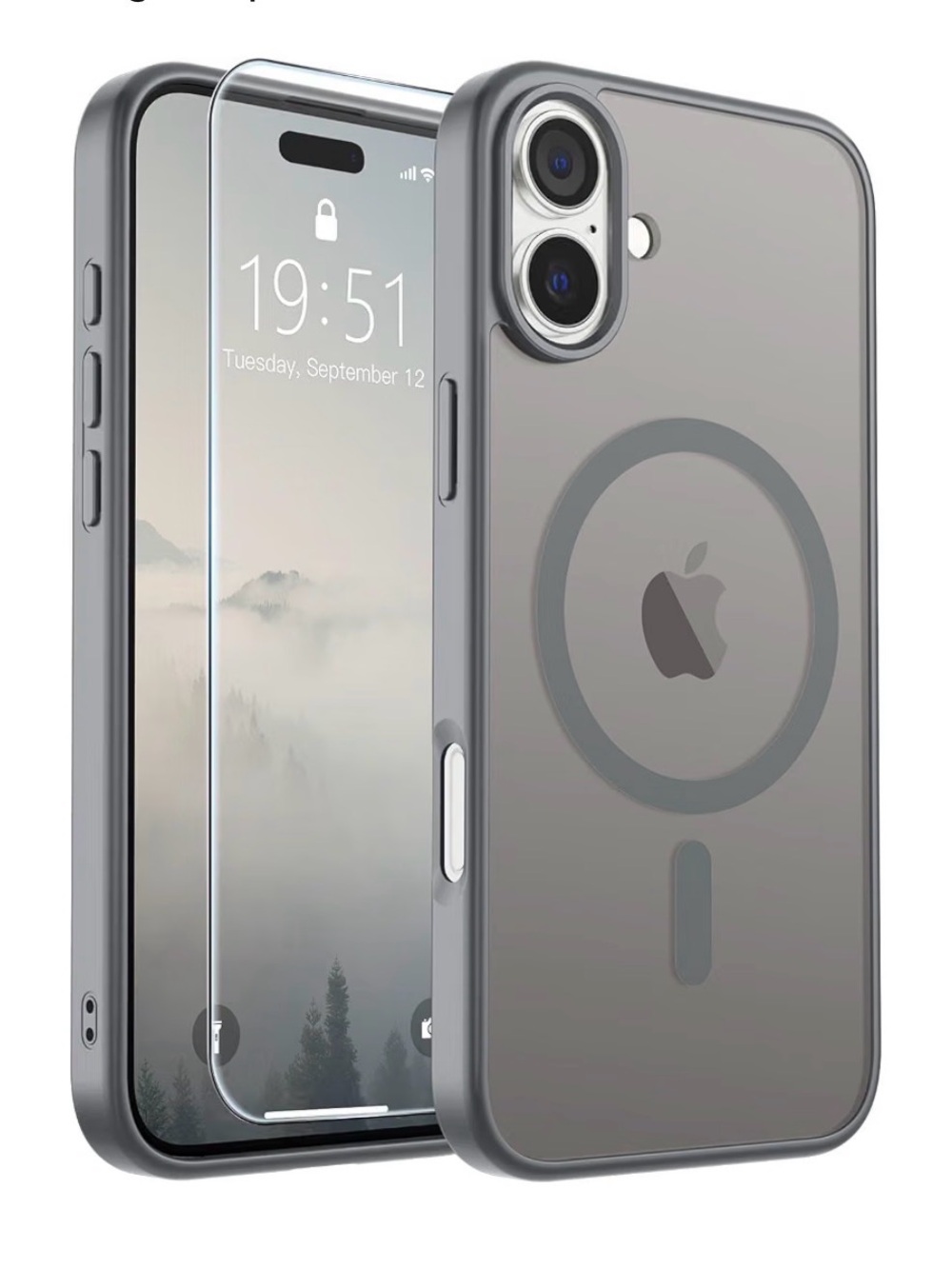 MagSafe-Compatible iPhone 16 plus case  & screen protector Gray
